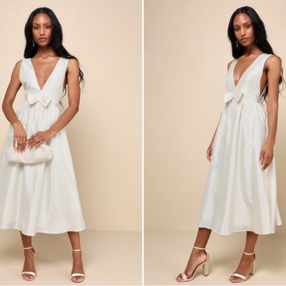 LULU's Bachelorette Engagement Bridal Shower Sexy Elegant Midi Dress NWOT - Picture 4 of 4